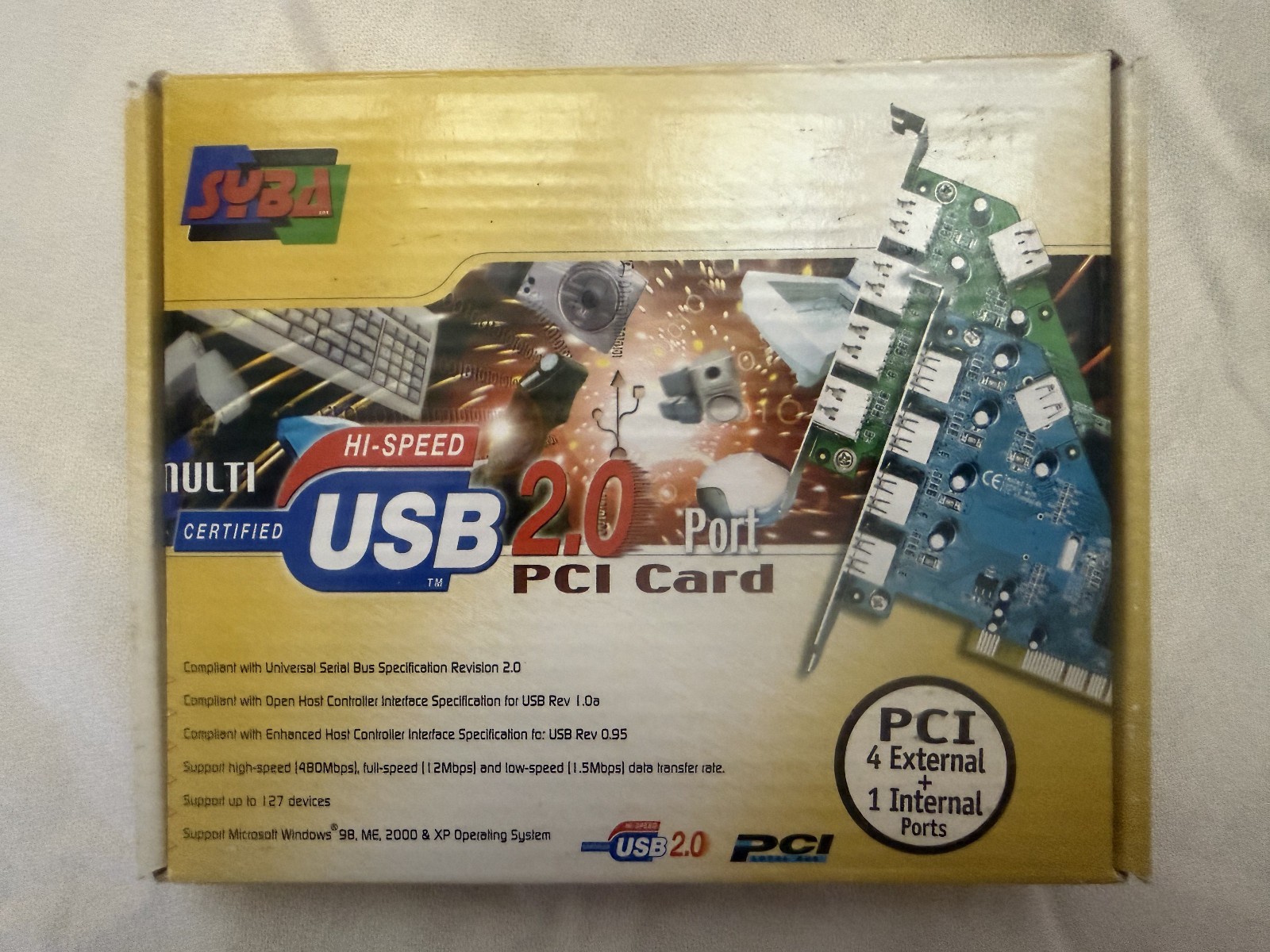Syba SD-V2-5U 5-Port USB 2.0 PCI Card NEC Chipset Windows 98 SE XP Retro PC NOS