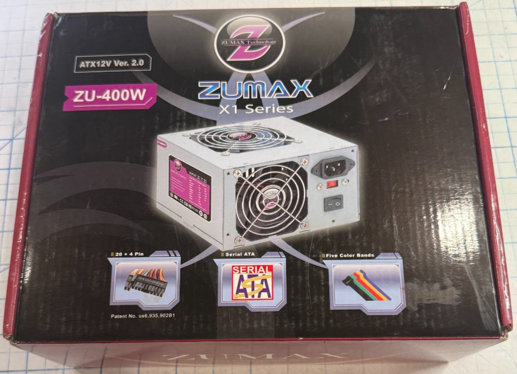 Zumax X1 Series ZU-400W ATX12V 400W Power Supply With 20+4 Pin & SATA Connectors