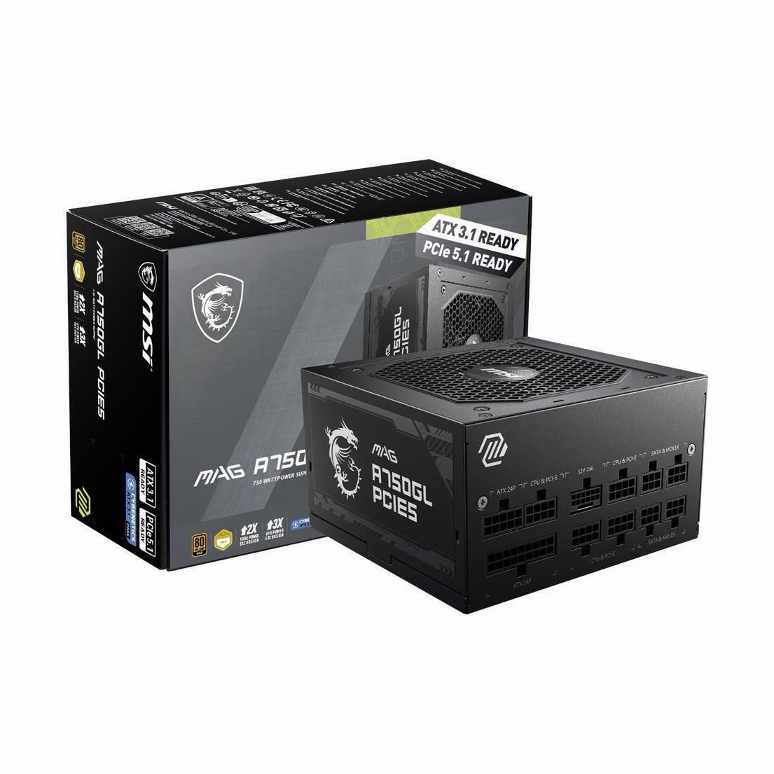 MSI MAG A750GL PCIE5 750W ATX Modular PSU ATX 3.1 Ready PCIe 5.1