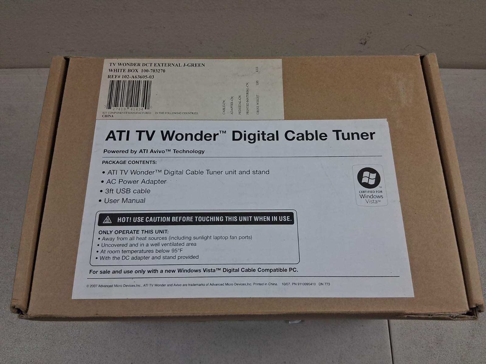 ATI TV Wonder External Digital Cable Tuner A636 102a63060503 New Open Box