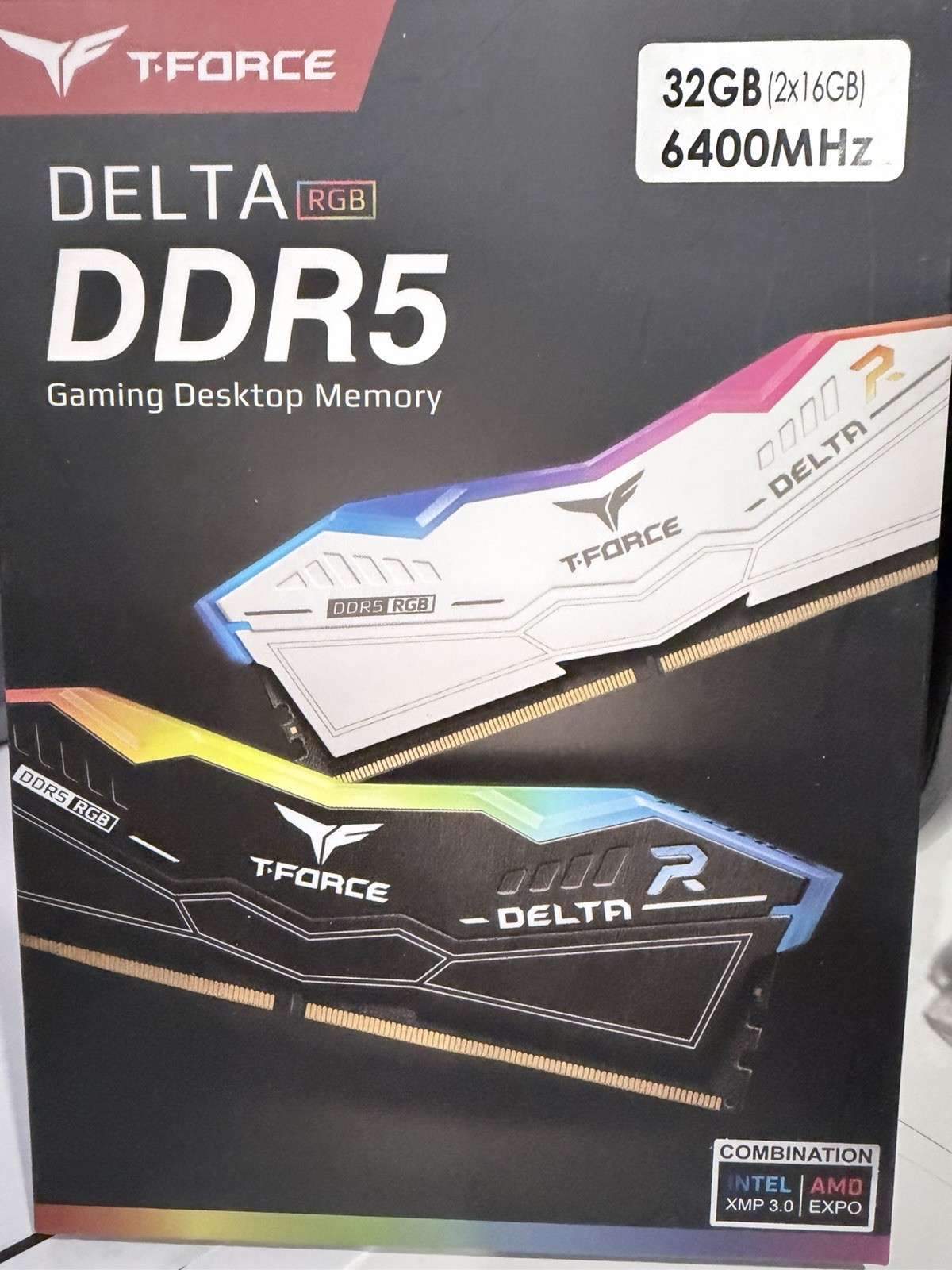T-Force Delta RGB DDR5 SDRAM 32GB (2x16GB) 6400MHz DIMM RGB Memory WHITE – CL 32