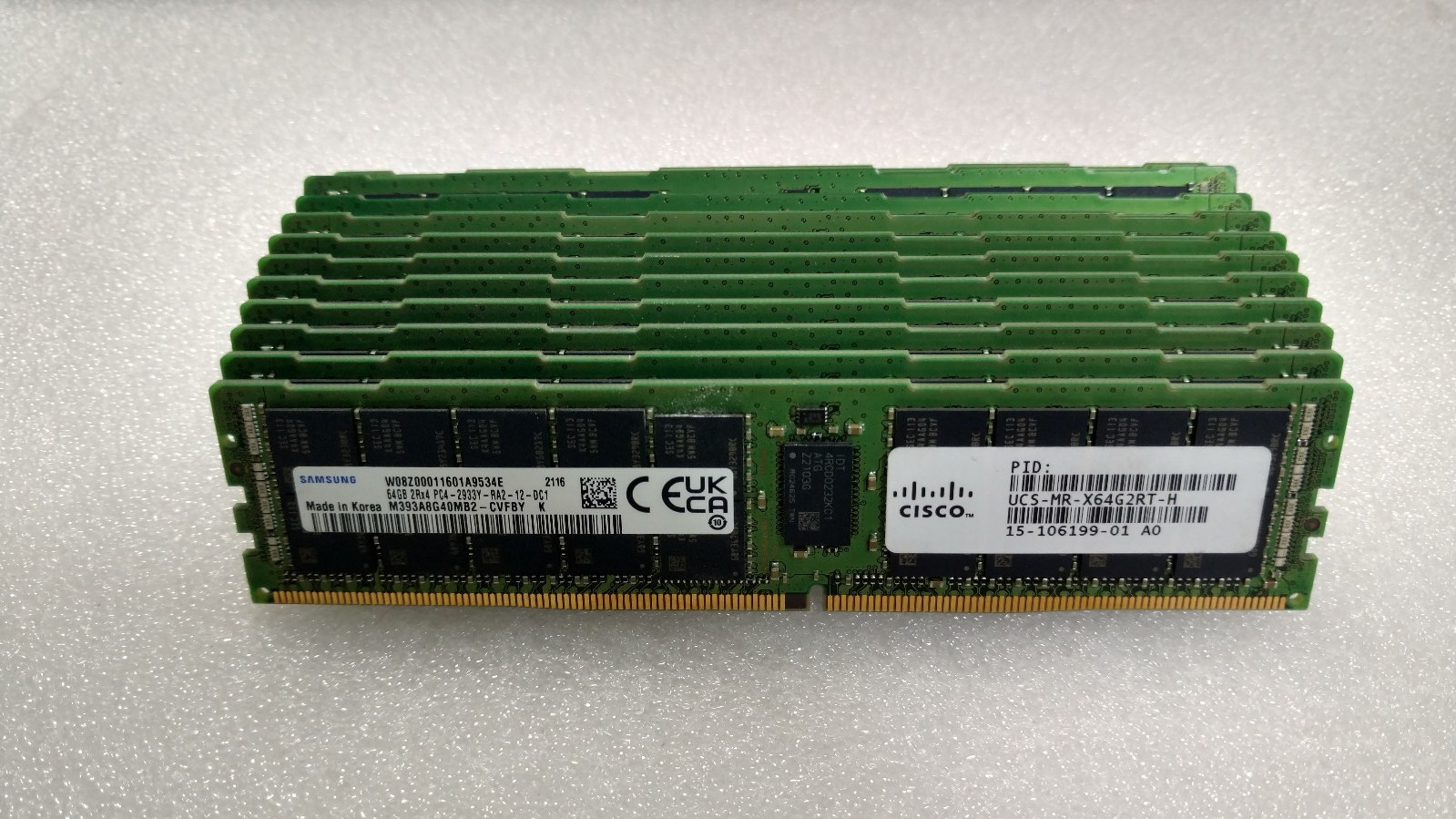 Lot of 12x Samsung (M393A8G40MB2-CVFBY) 64GB 2Rx4 PC4-2933Y Server Memory RAM
