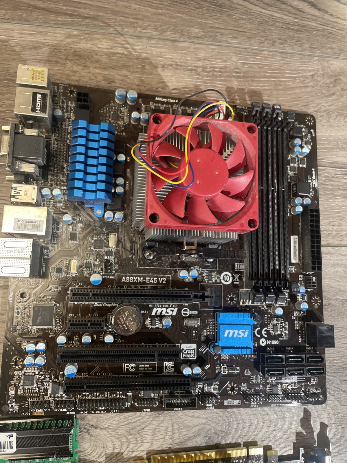 UNTESTED MSI A88XM-E45 V2 Motherboard AMD CPU Combo 10GB DDR3 RAM Radeon GPU Lot