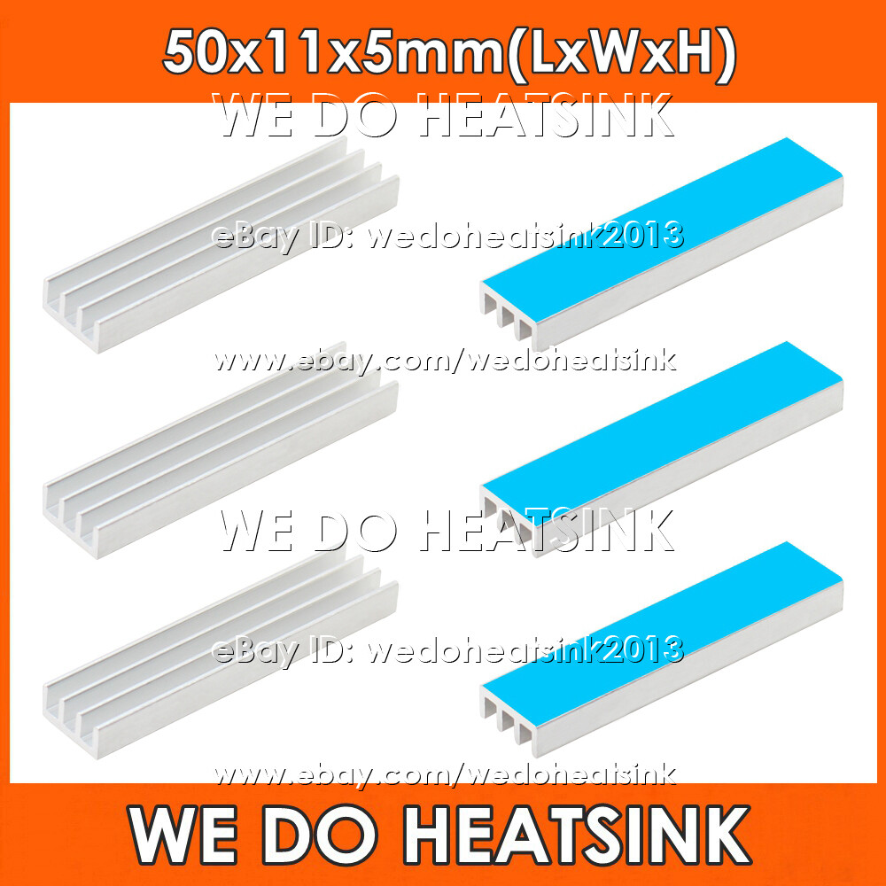 50x11x5mm Silver Heatsink Cooler Radiator With Thermal Pad for DIP GPU IC CPU