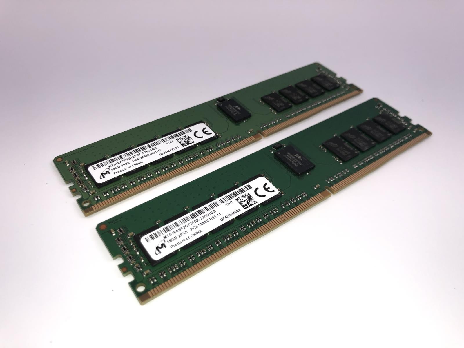 (Set of 2) Micron 16GB DDR4-2666 RDIMM / MTA18ASF2G72PDZ-2G6D1QG Server RAM