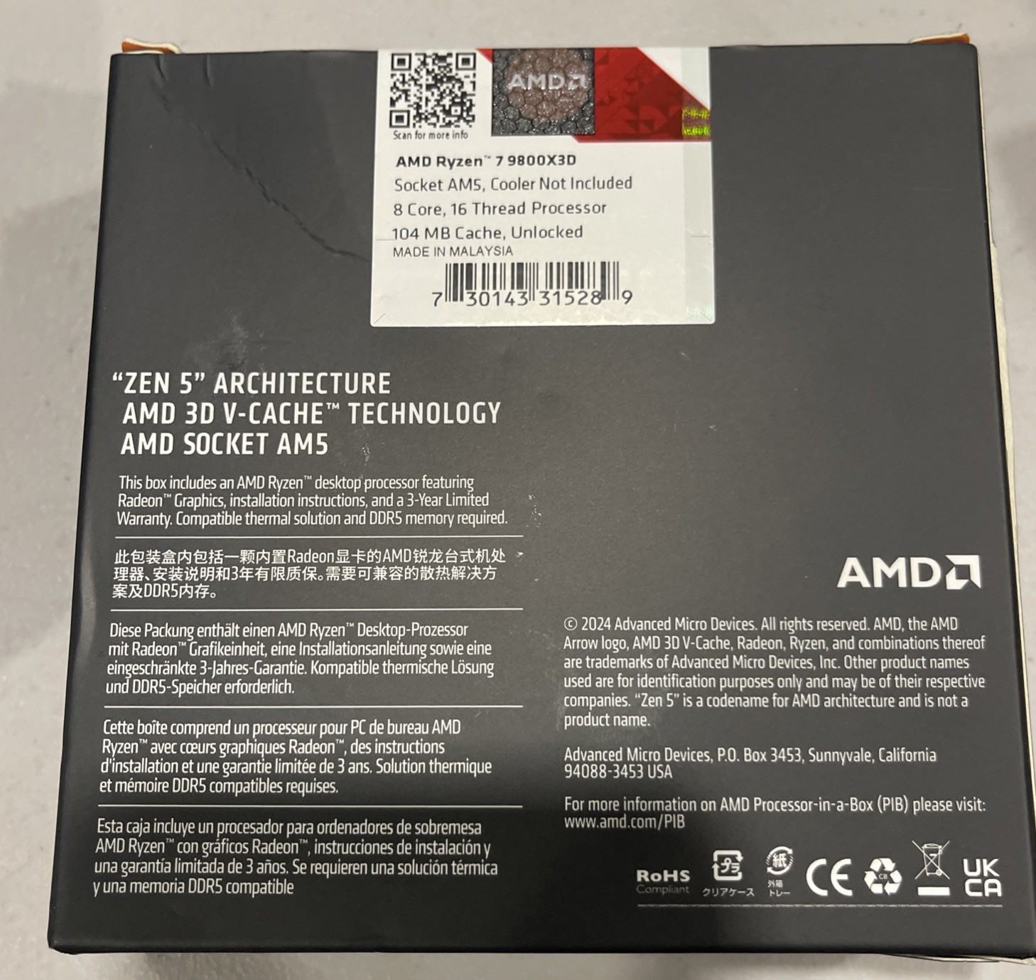 AMD Ryzen 7 9800X3D Processor – New & Factory Sealed