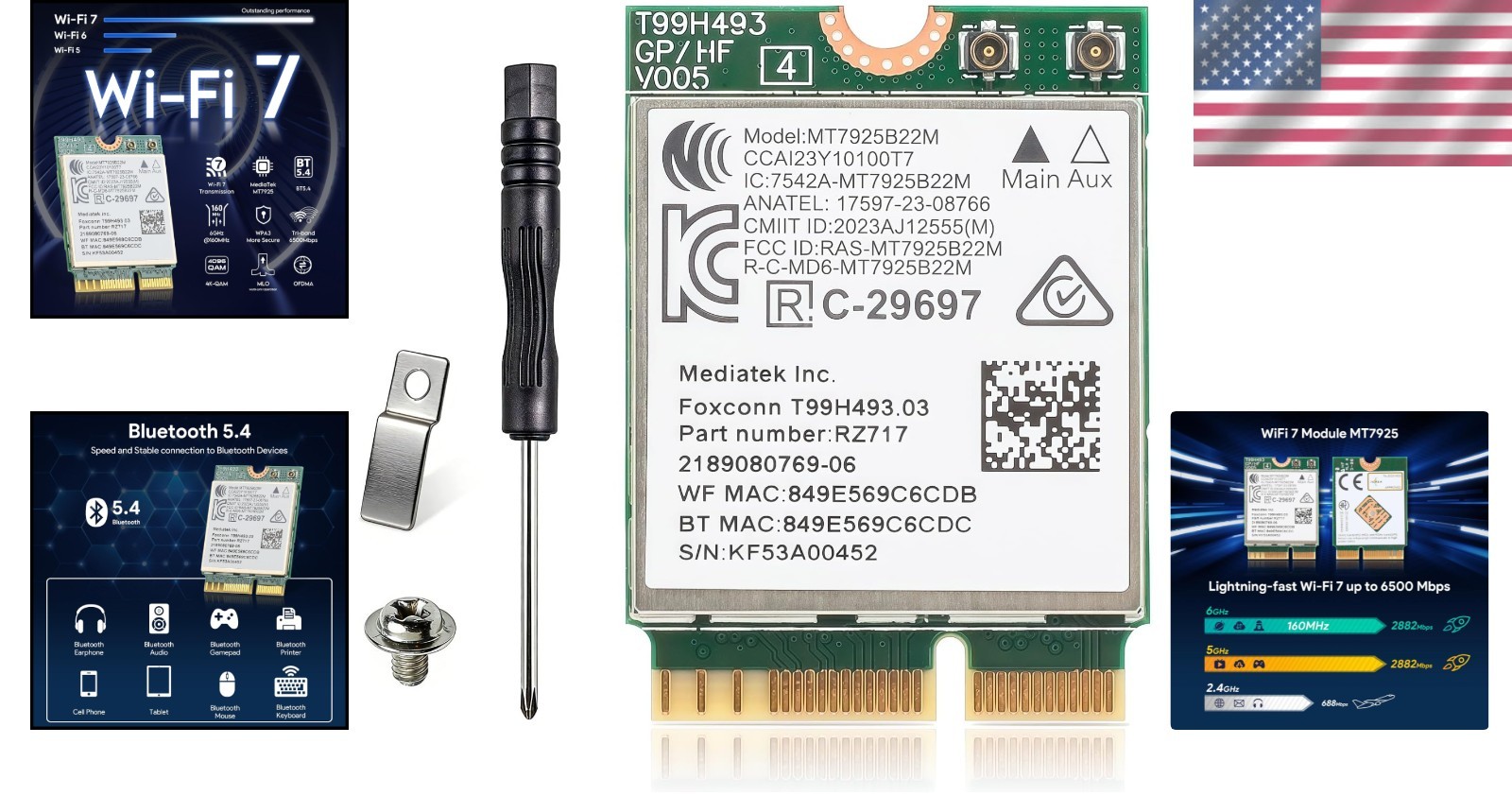 Upgrade to WiFi 7 BE6500 M.2 2230 Card – Unmatched 6.5Gbps Speed, Bluetooth 5.4
