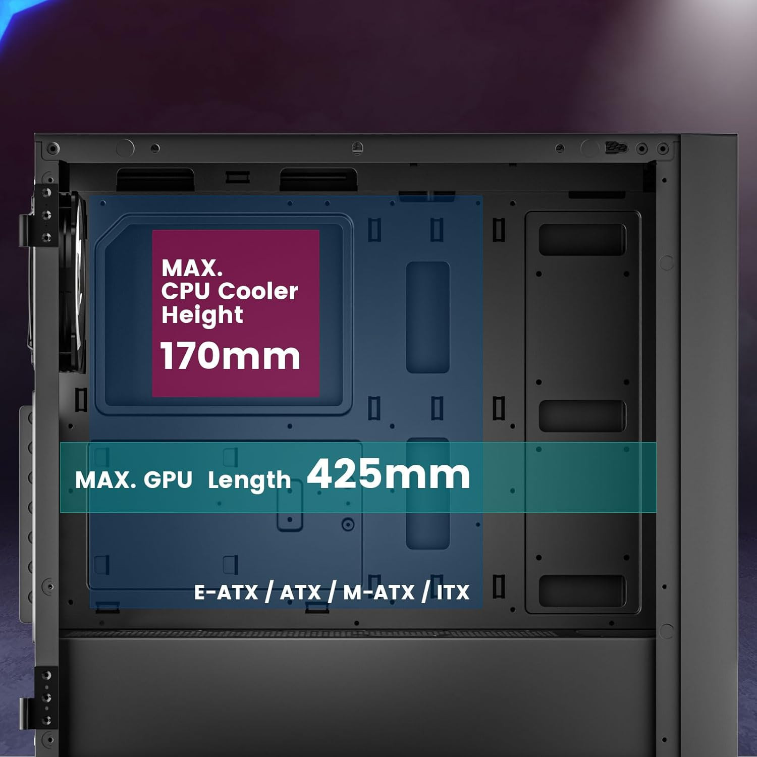 AL800 Full Tower PC Computer Case – Door Opening Design Tempered Glass, E-ATX/AT