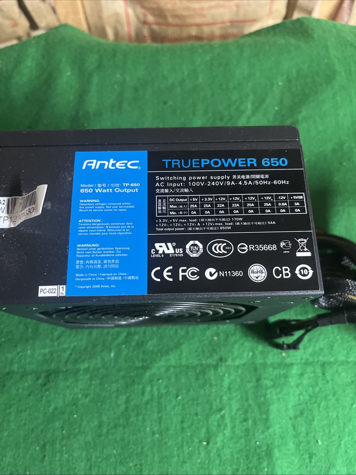 Model TP-650 Antec TruePower-650 650Watt 80 Plus Bronze AC Power Supply @2E