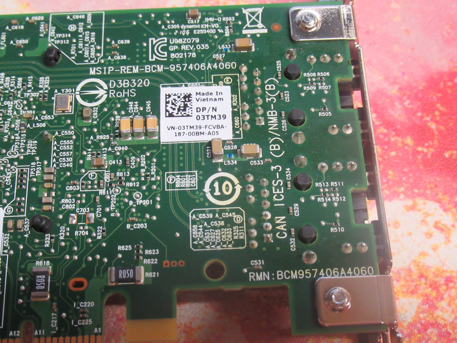 Dell Broadcom Dual Port 03TM39 10G RJ-45 Network Adapter Card High Profile