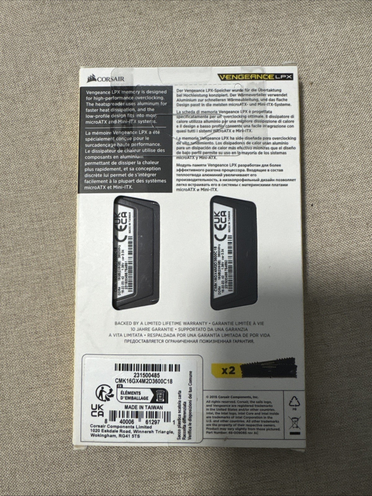 Corsair Vengeance LPX DDR4 16GB (2x8GB) 3200MHz DIMM – New In Box