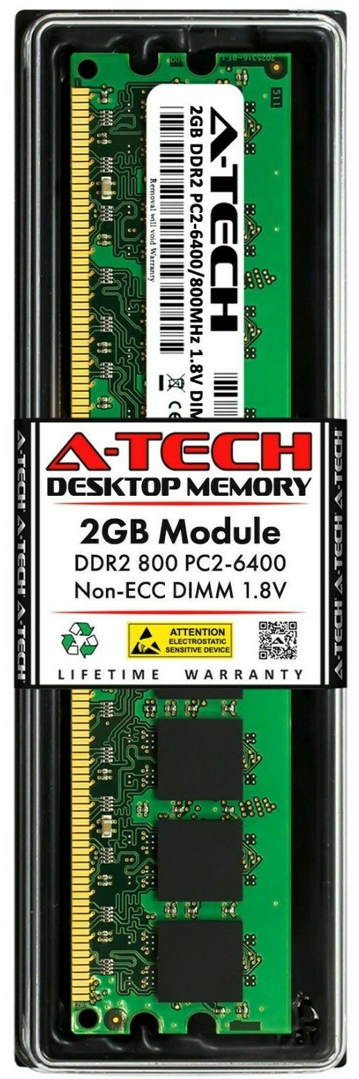 A-Tech 2GB PC2-6400 Desktop DDR2 800MHz DIMM 240-Pin Non-ECC Memory RAM 6400U 2G
