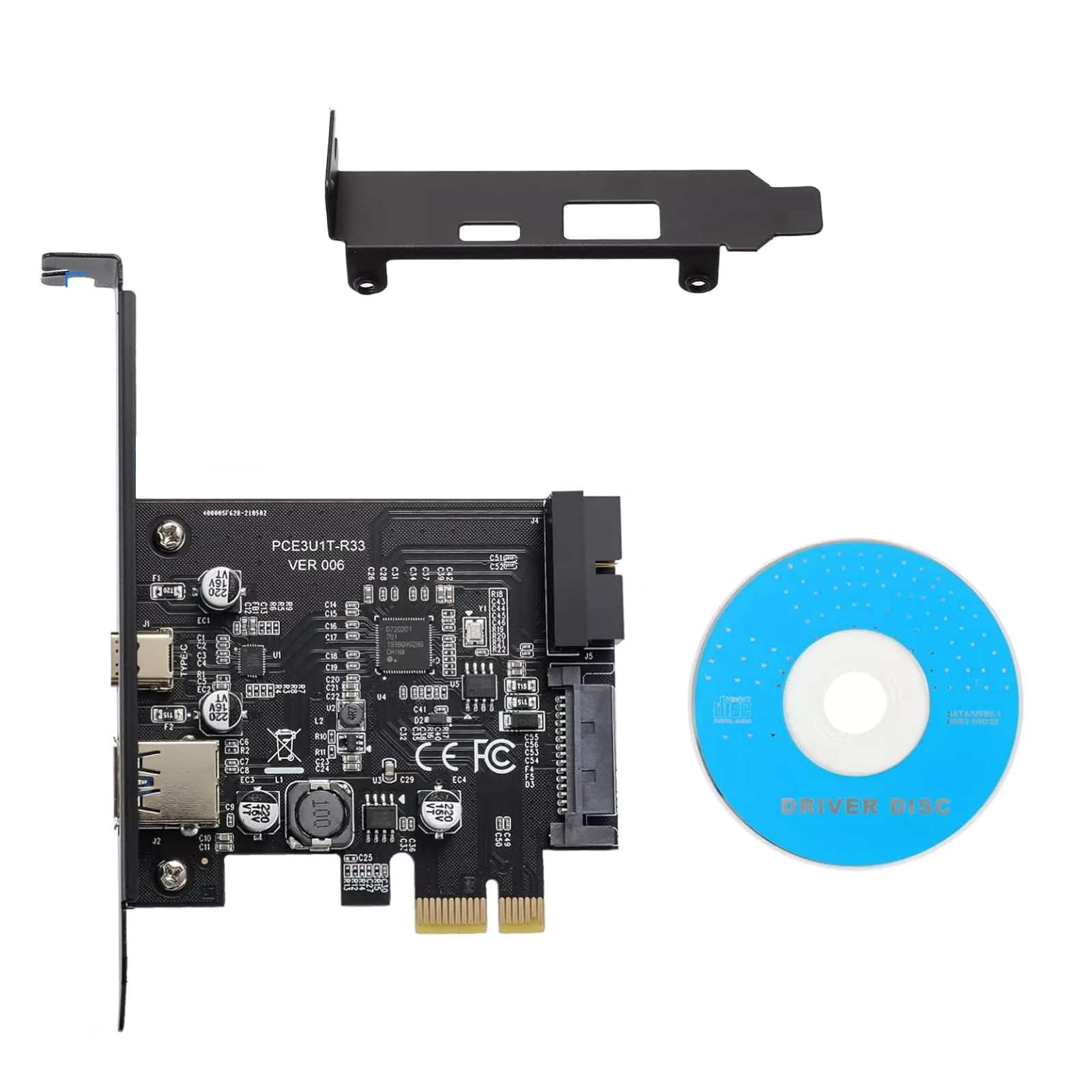 PCI-E to USB 3.2 Gen1 5Gbps 19PIN Expansion Card Adapter 2 Port Type C & Type A