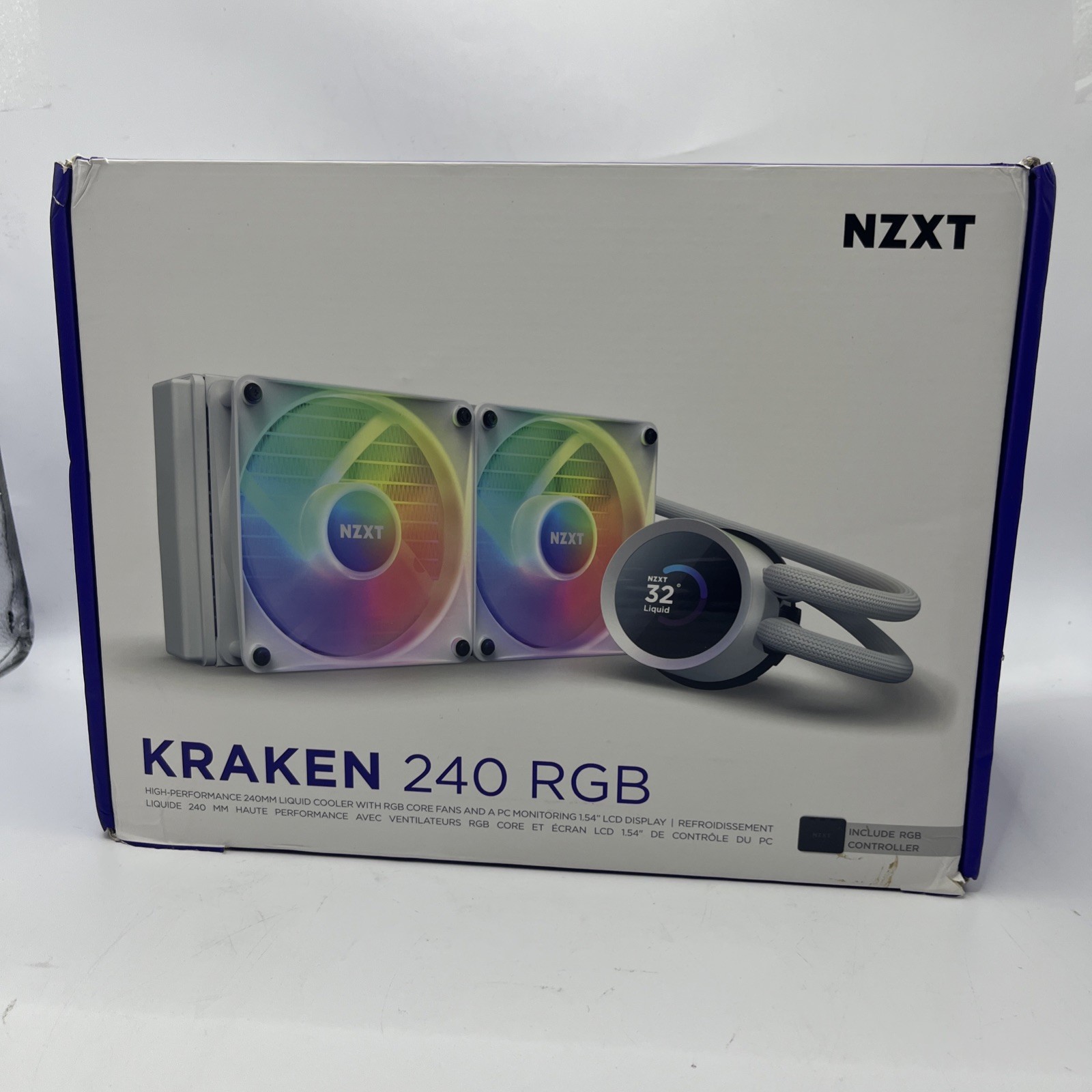 NZXT Kraken 240 RGB – 240mm AIO CPU Liquid Cooler White- Used (Includes RGB Con)