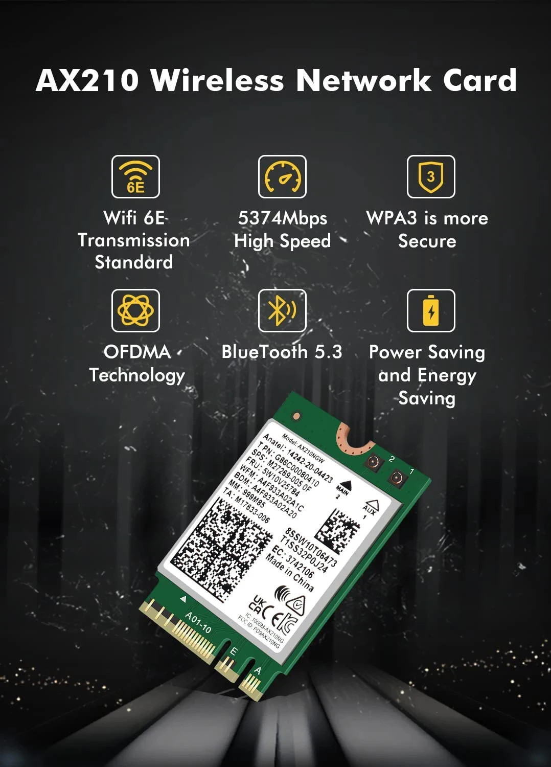 Tri Band WiFi6E Wireless 2.4Gbps Bluetooth 5.3 802.11AX M.2 NGFF Wi-Fi Card