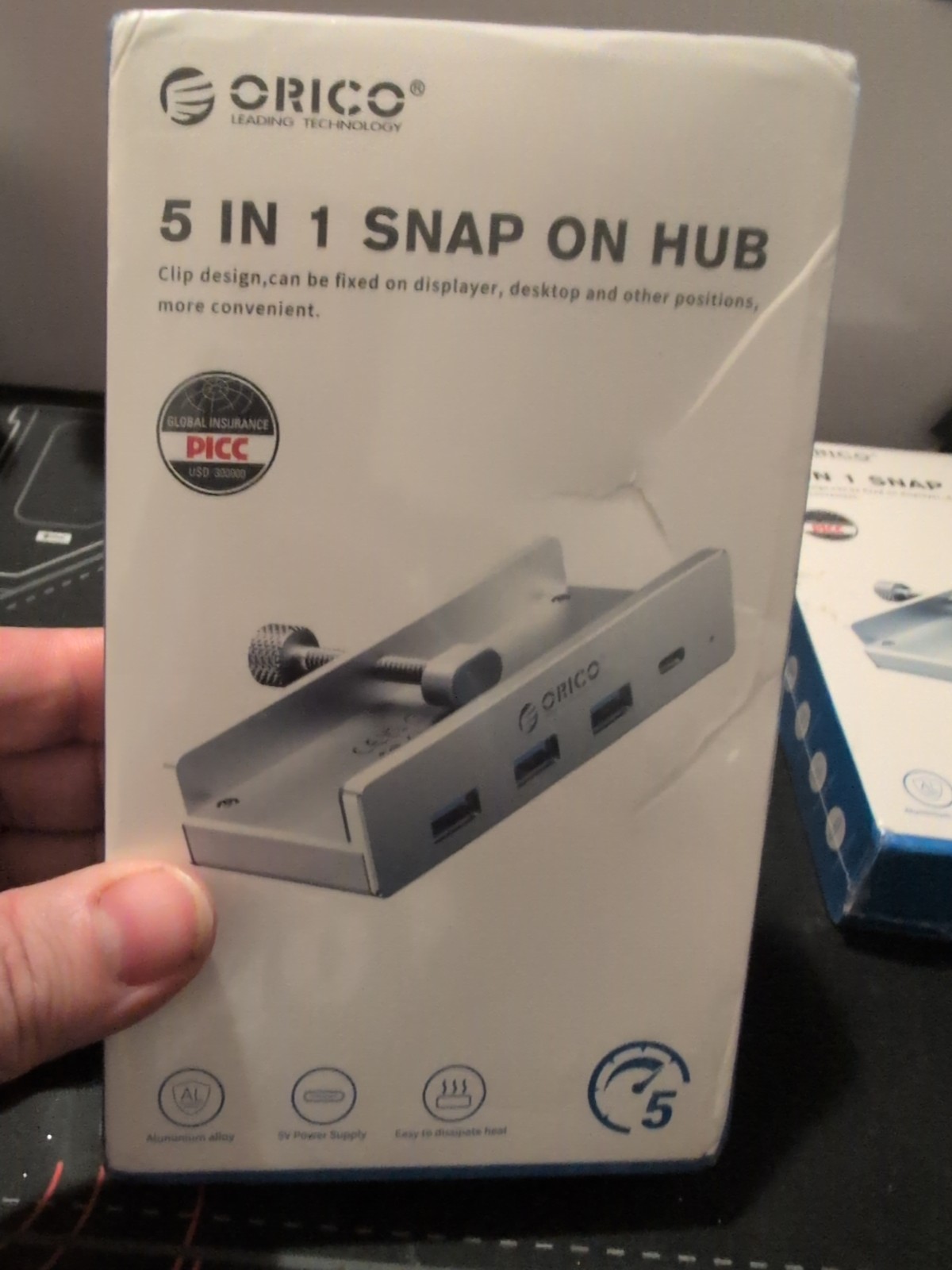 Orico 5 in 1 snap on hub Black Color. Sealed Brand New In Box