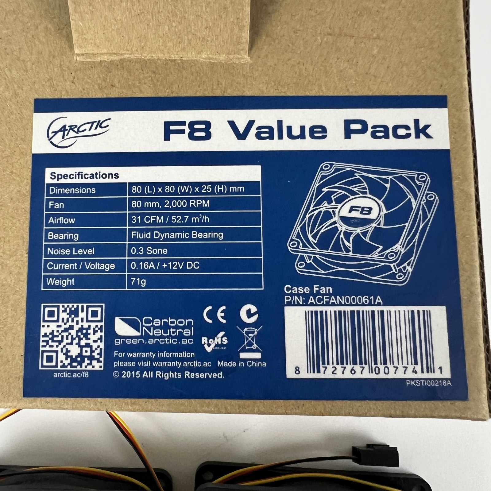 ARCTIC F8 80mm Case Fan Value Pack Lot of 4 3-Pin 2000RPM ACFAN00061A Boxed