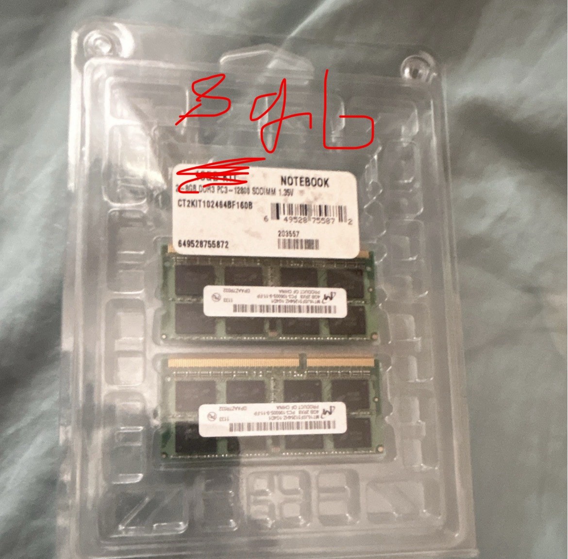 Micron 8GB (2x8GB) DDR3 SO-DIMM Laptop RAM PC3-12800S 204-Pin Non-ECC