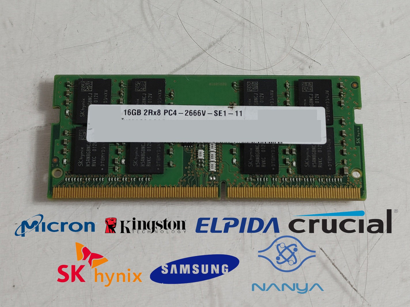 Lot of 20 Major Brand 16 GB PC4-21300 (DDR4-2666) 2Rx8 DDR4 Laptop RAM