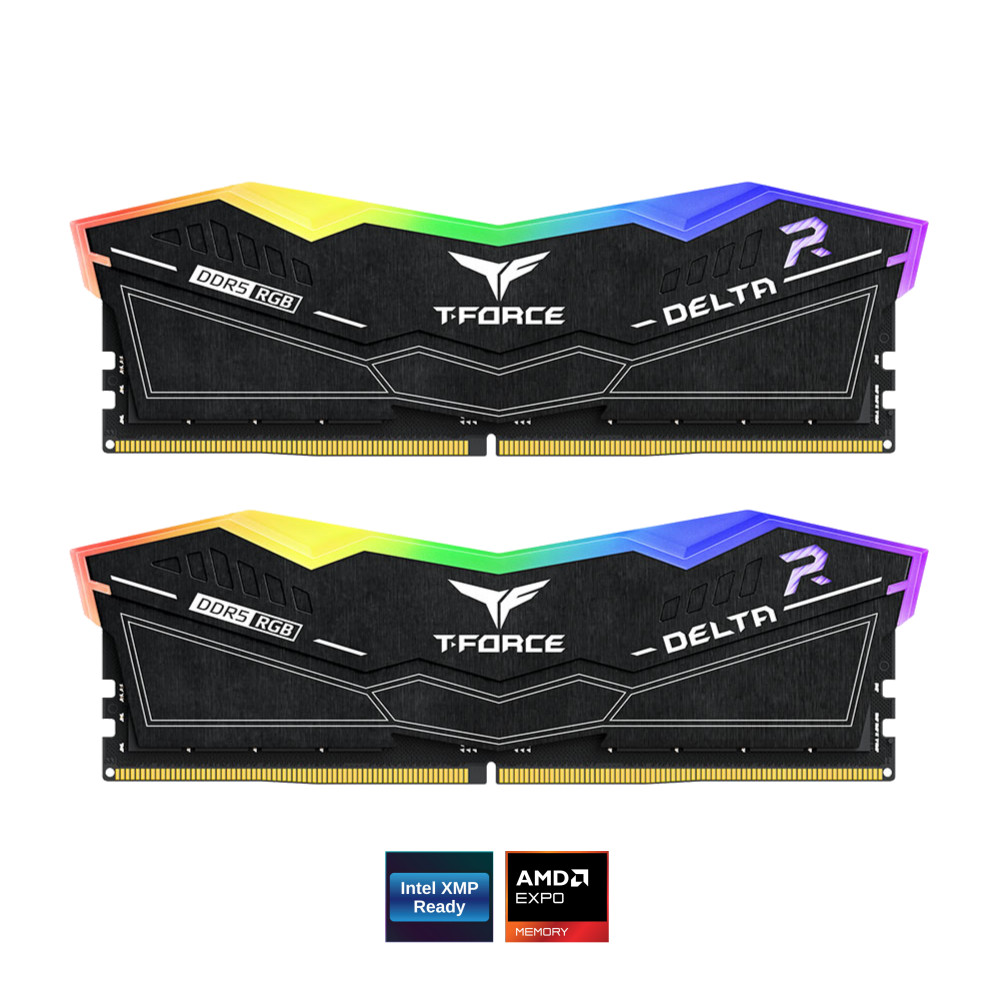 TeamGroup T-Force Delta RGB 16GB (2x8GB) DDR5-6000MHz CL38 RAM Black, XMP & EXPO