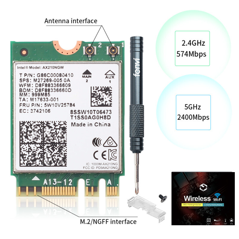 Tri-Band Intel Wi-Fi 6E AX210NGW NGFF 802.11AX 5400Mbps Wifi Card Bluetooth 5.2