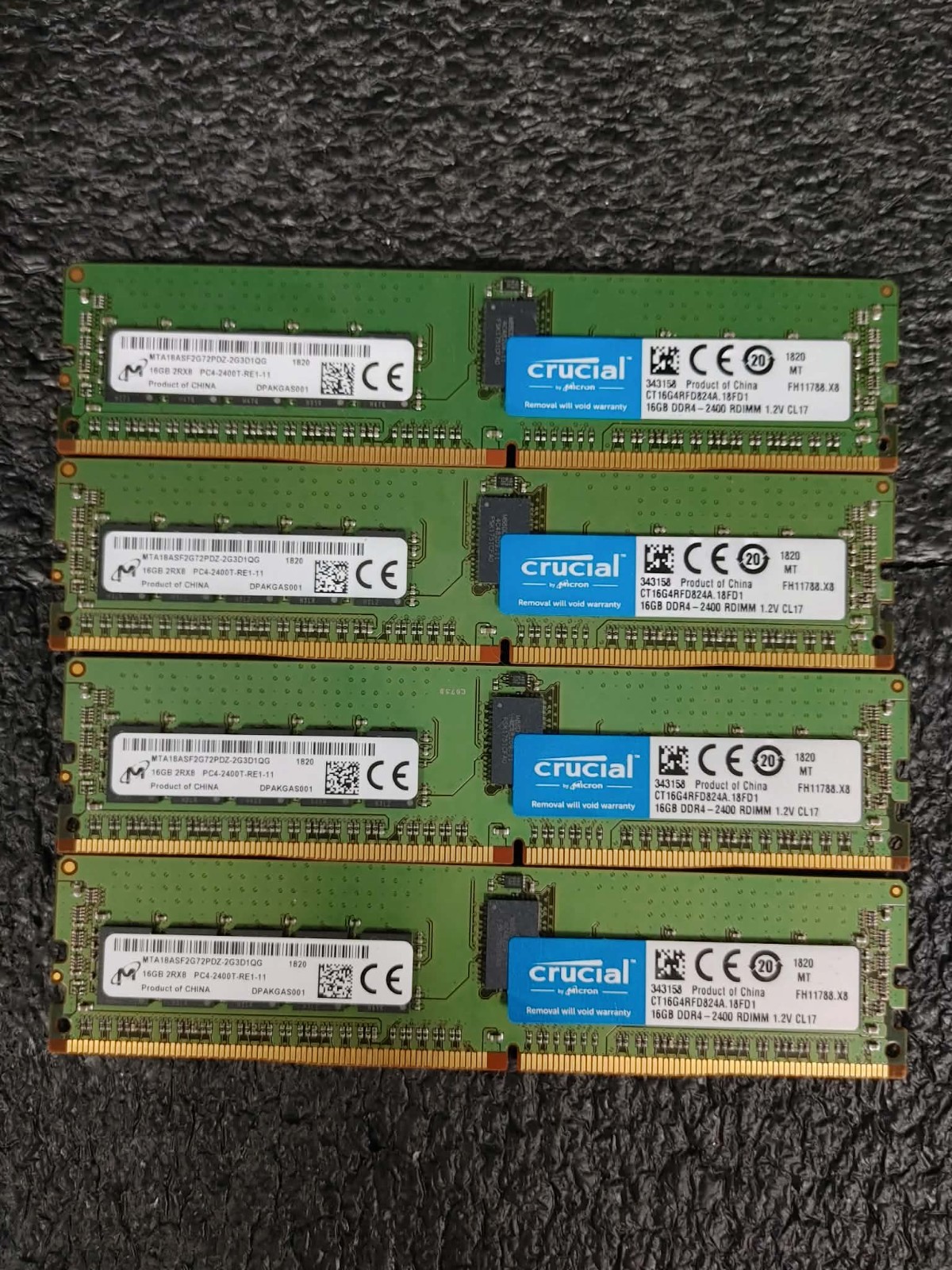Lot 4 Crucial 16GB 2Rx8 PC4-2400T (DDR4-19200) DDR4 ECC Server Memory Ram