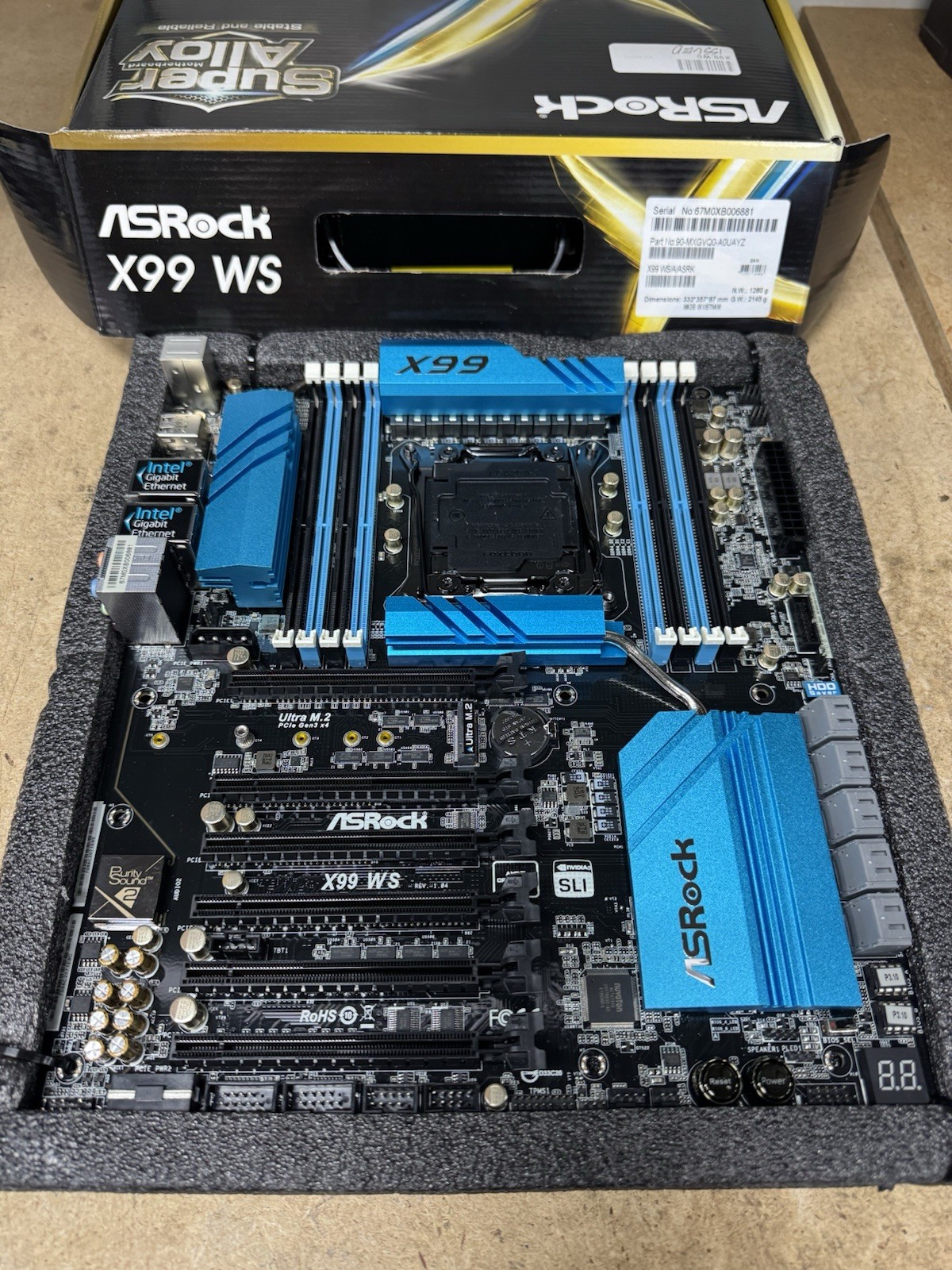 ASRock X99 WS LGA 2011-3 X99 DDR4 10XSATA3 USB3.1 EATX Mobo Brand New US Seller