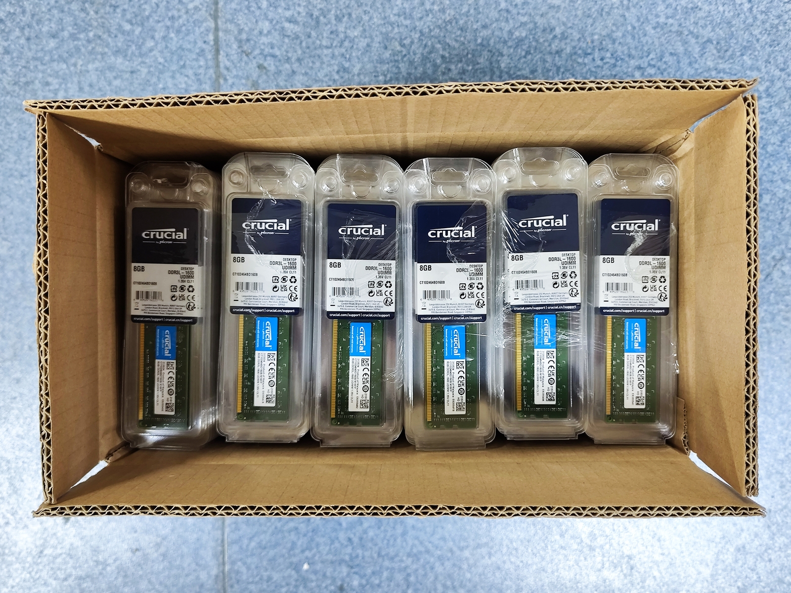 LOT of 10 Crucial 8GB 1600MHz DDR3L UDIMM 2Rx8 RAM Desktop Memory CT102464BD160B
