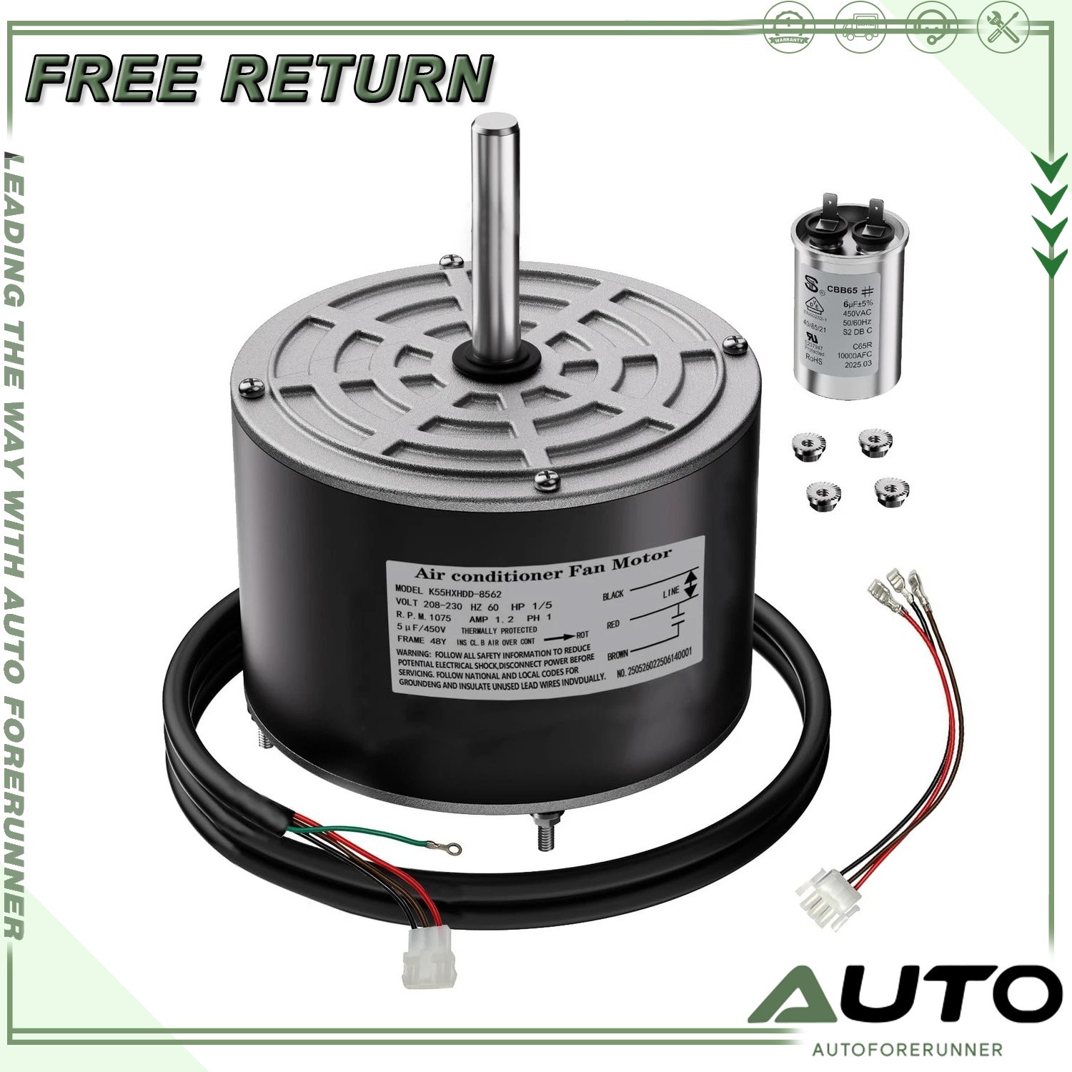 K55HXHDD-8562 Fan Motor 1/5 HP 208/230V Replacement For GE Emerson K55HXPSS-7298