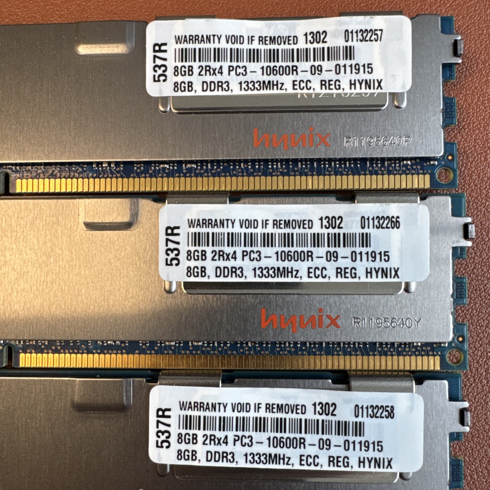 Lot of 3 8GB DDR3 1333 RDIMM PC3-10600R ECC Registered Server RAM SK hynix 2Rx4