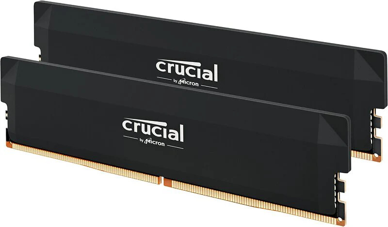 Crucial Pro OC 64GB (2x32GB) DDR5-6000 CL40 UDIMM RAM Black CP2K32G60C40U5B