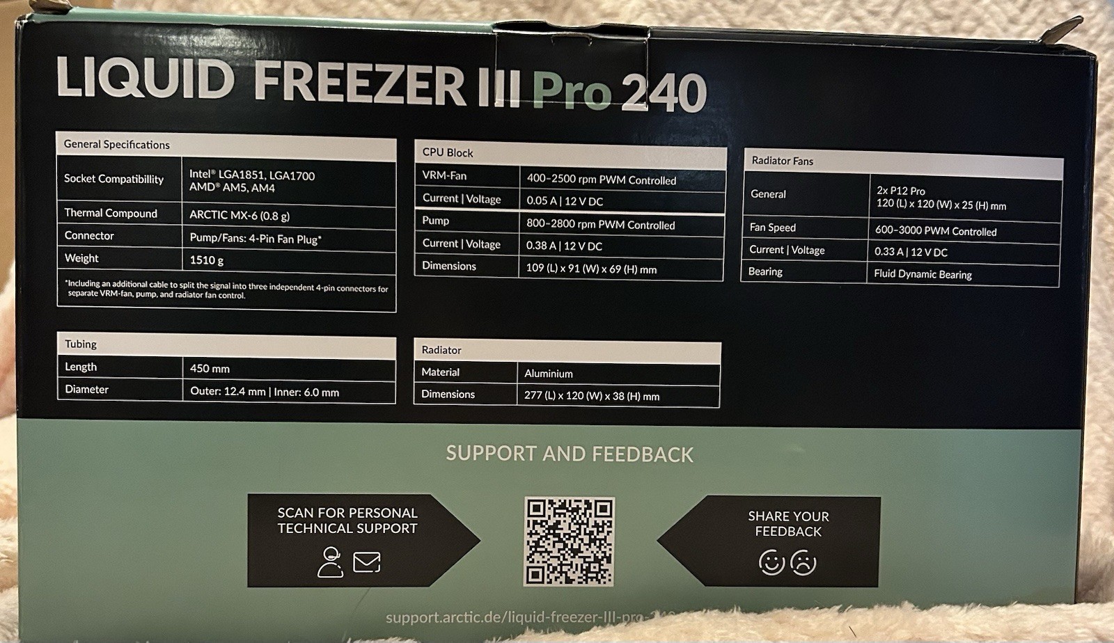 Arctic Liquid Freezer III Pro 240 AIO CPU Cooler Water Cooling Black ACFRE00178A