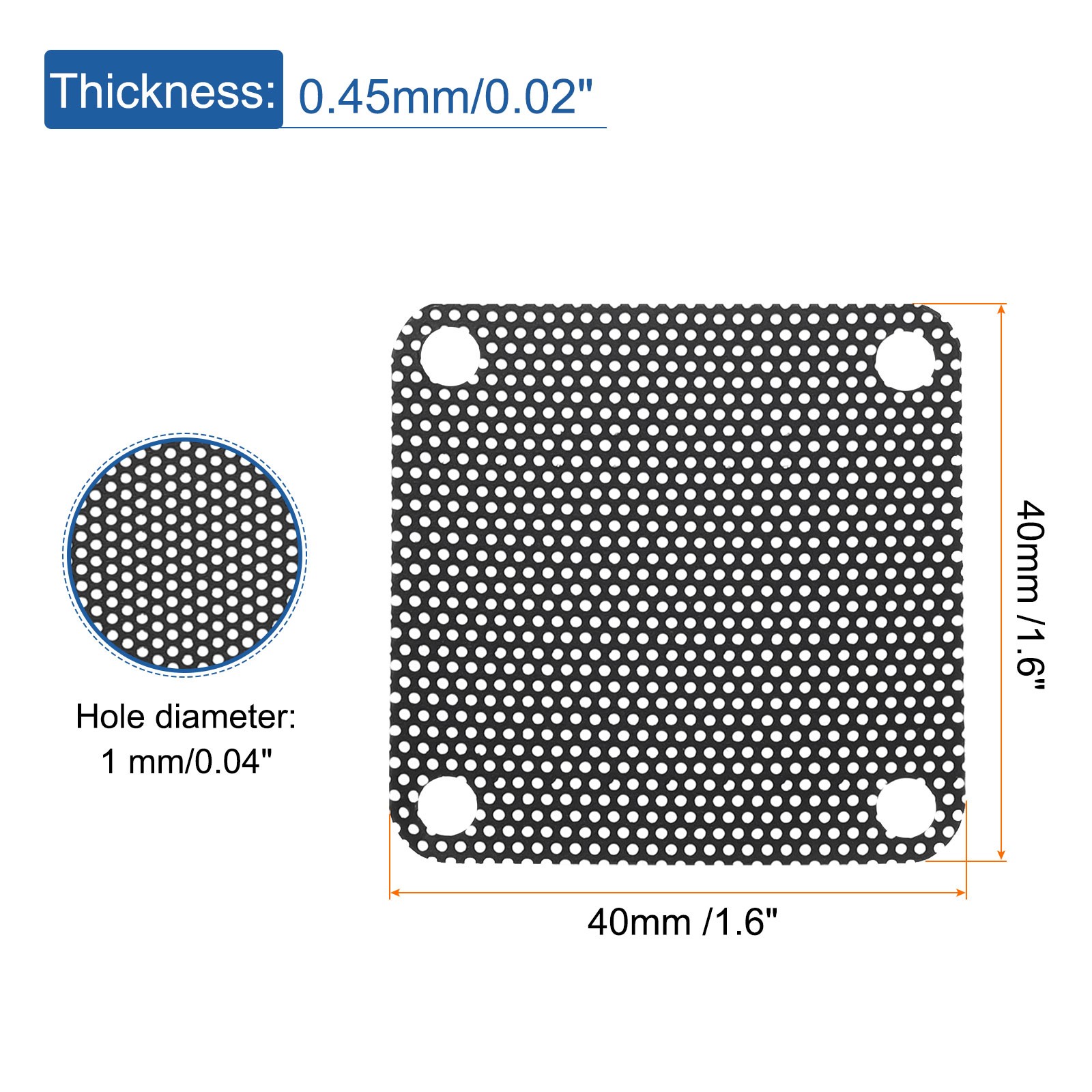 10PCS PC Dust Filter, 40x40mm PVC Computer Case Dustproof Mesh, Black