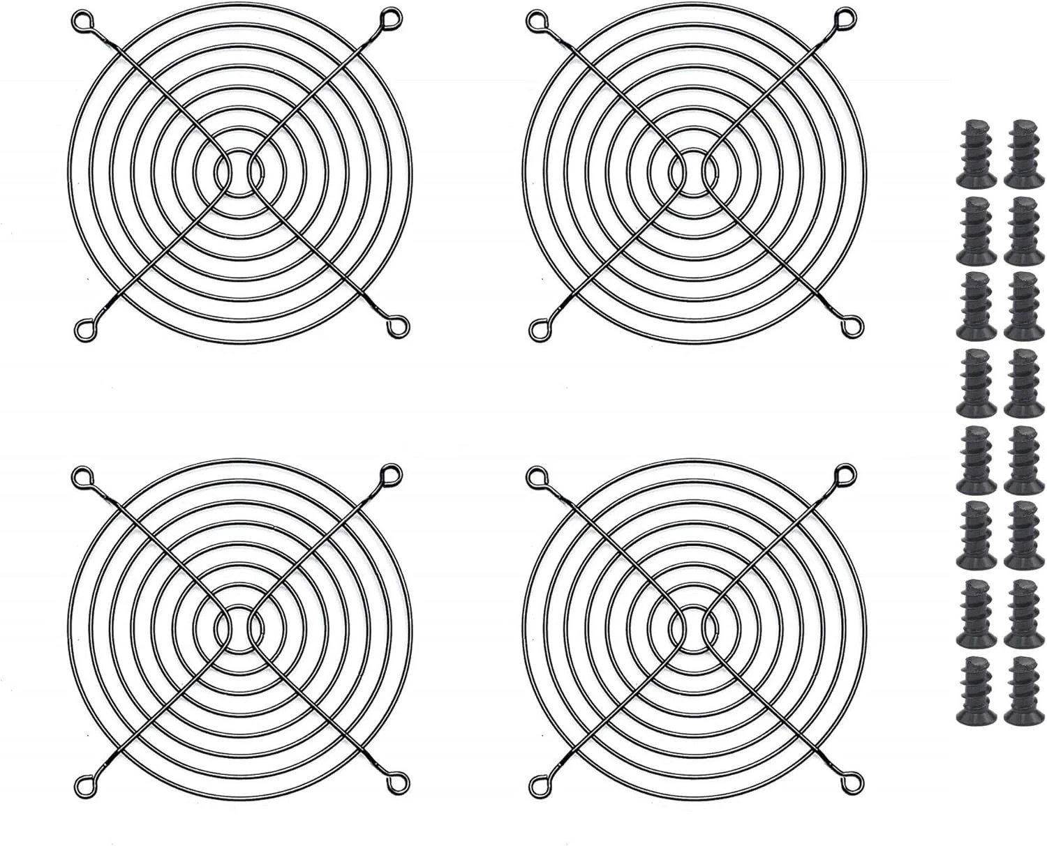 4pcs 120mm Fan Grill 120mm Guard Black with Screws (Black 120mm)