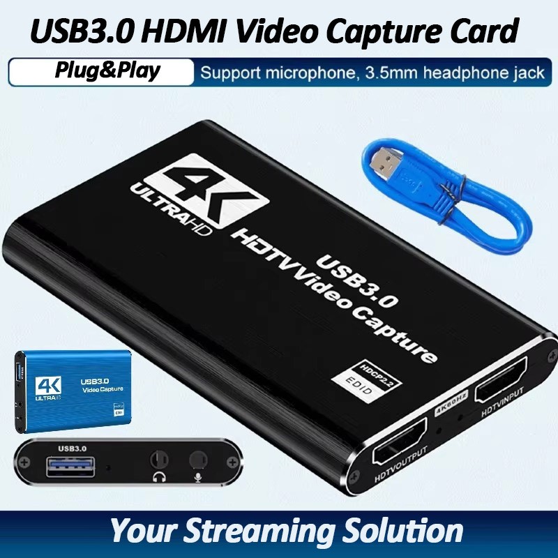4K HDMI Capture Card for Streaming, Full HD 1080P 60FPS USB Cam Link Game Audio