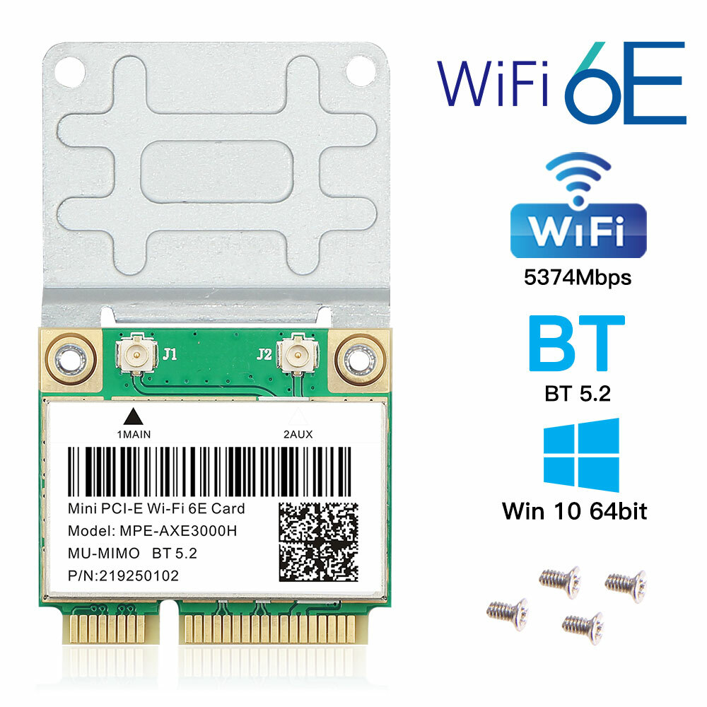 AXE3000 Tri-Band WiFi 6E Crad Mini PCI-E Bluetooth 5.2 Wireless Network Adapter