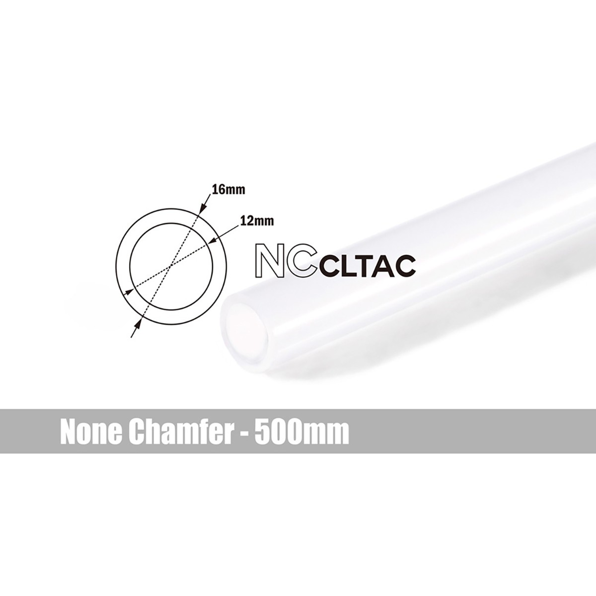 Bitspower None Chamfer Frosted Acrylic Link Tube, 16mm OD, 500mm