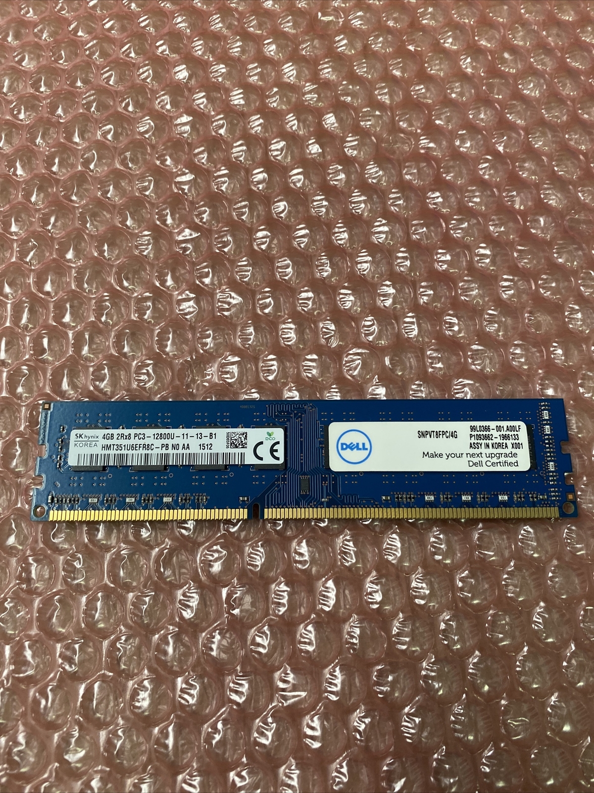 SK Hynix 4GB (1-Stick) HMT351U6EFR8C-PB PC3-12800 DDR3 1600 Desktop PC Memory
