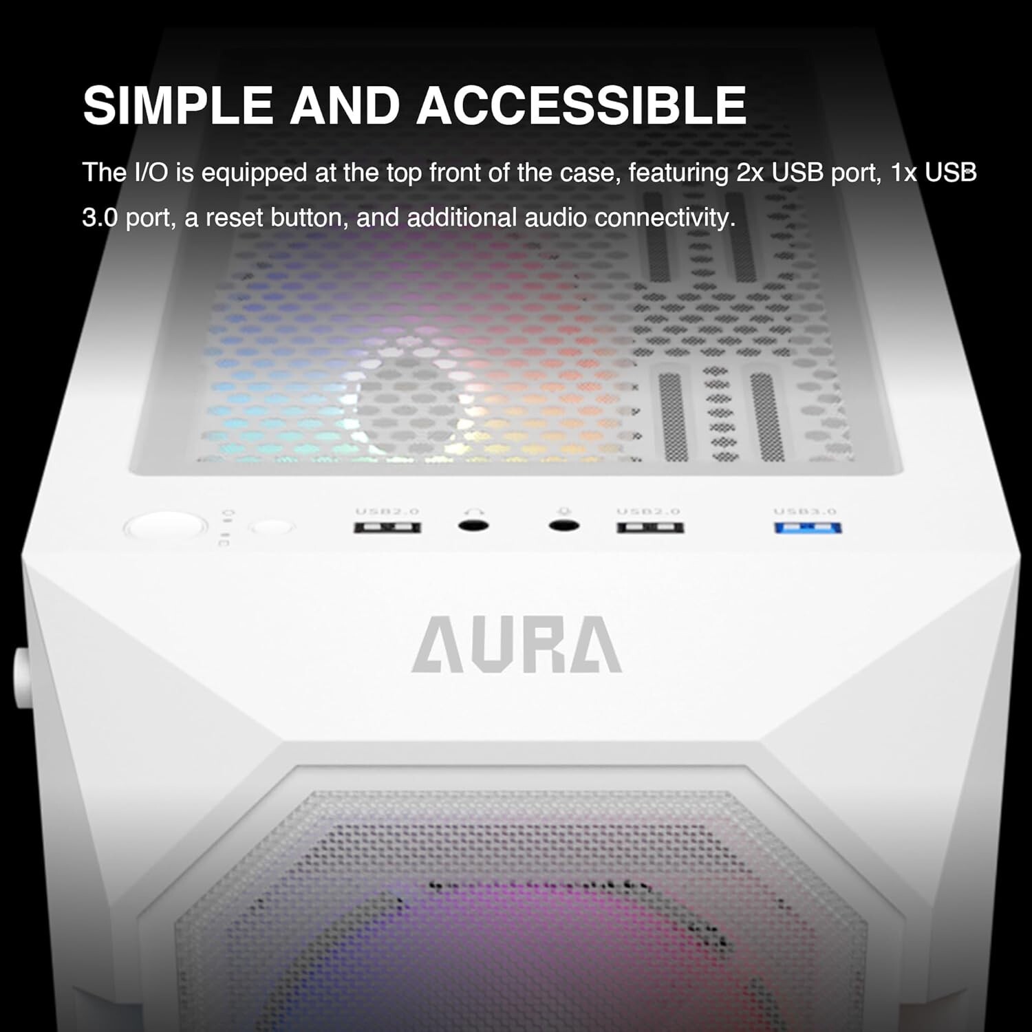 Compact GAMDIAS AURA GC1 ELITE ATX Case – Elegant White with ARGB Lighting