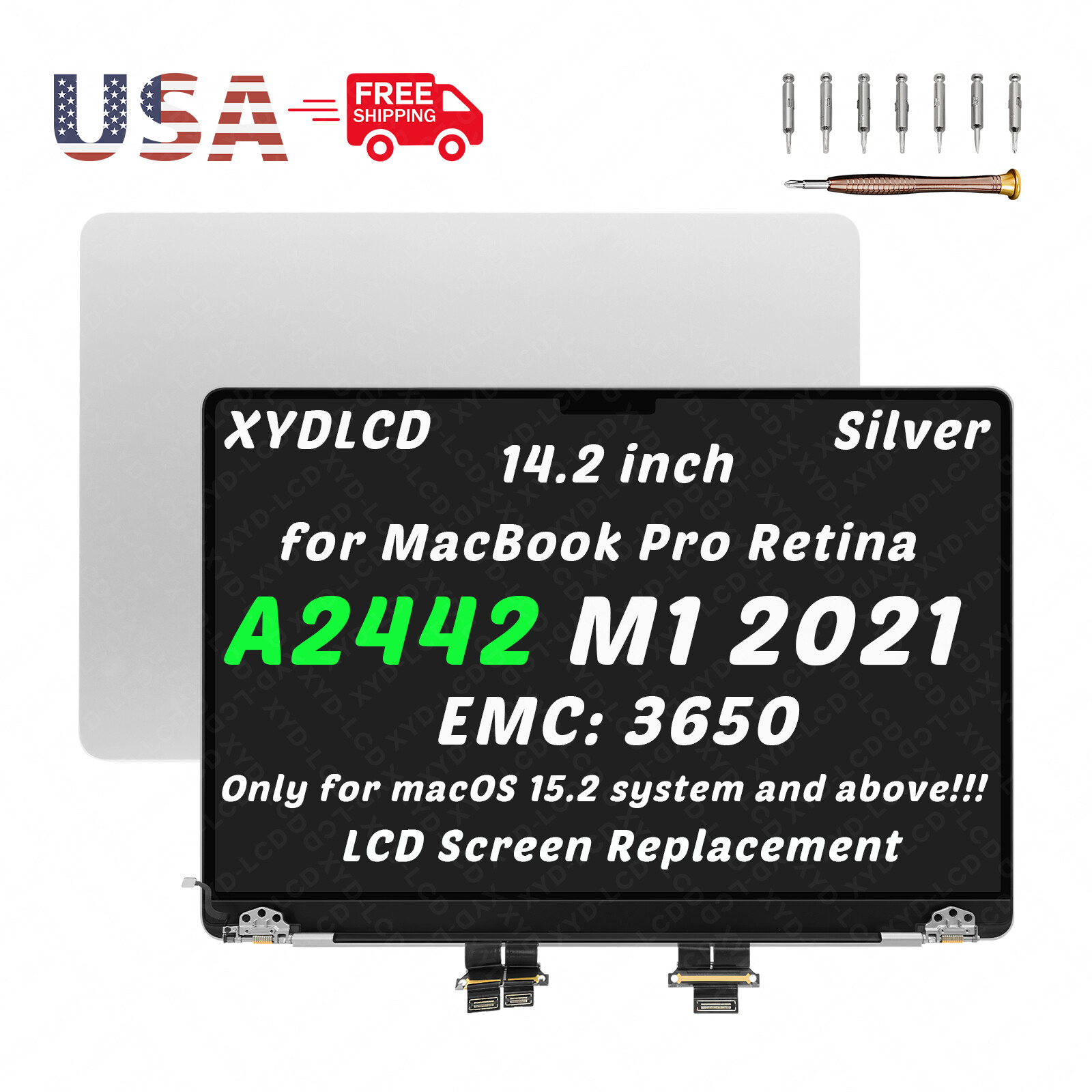 New 14.2in for MacBookPro18,4 A2442 Retina M1 Pro/Max 2021 EMC 3650 LCD Screen