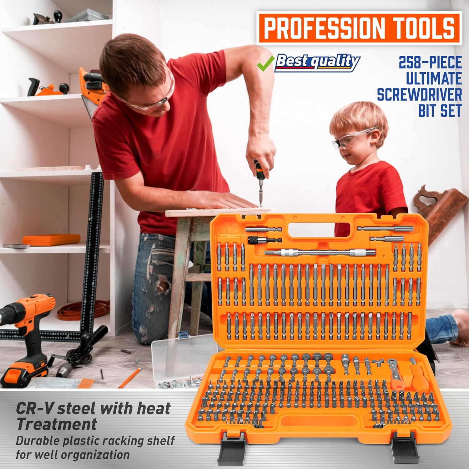 258-Piece Ultimate Screwdriver Bit Set,Chrome Vanadium Steel Driver Bit Set, Sec