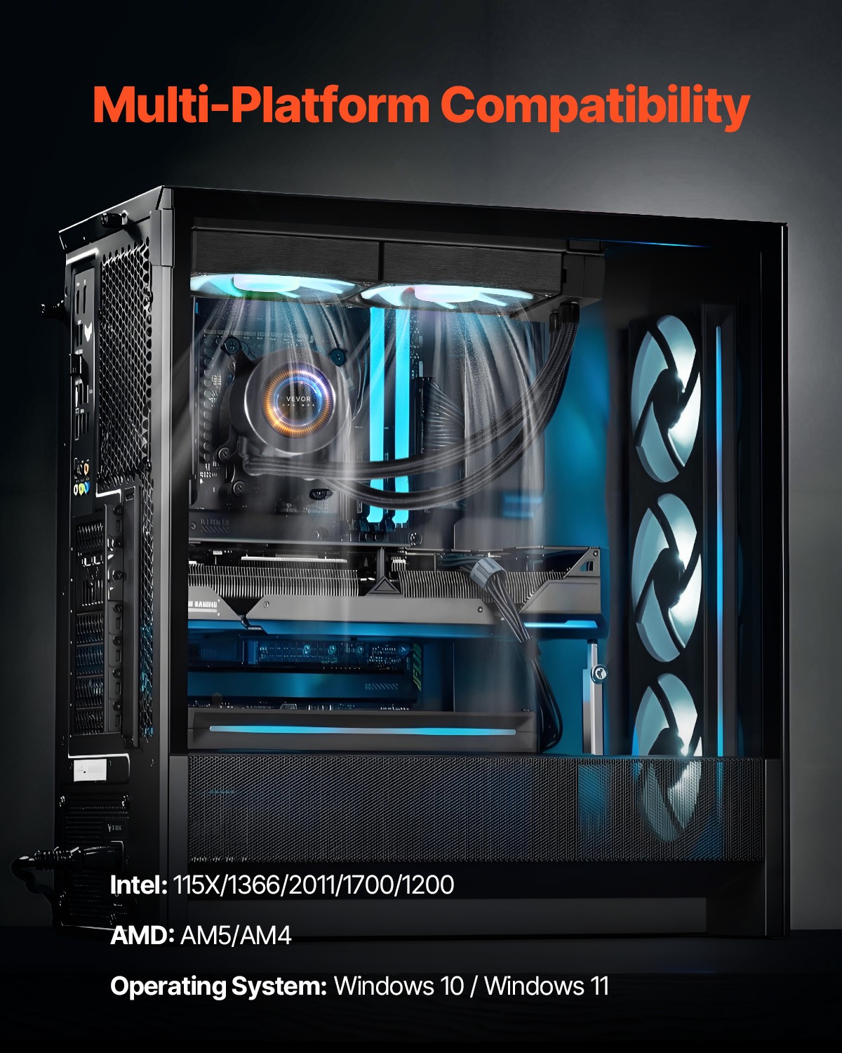CPU Liquid Cooler AIO CPU Water Cooler with ARGB Light & 3 PWN Fans(120mm)