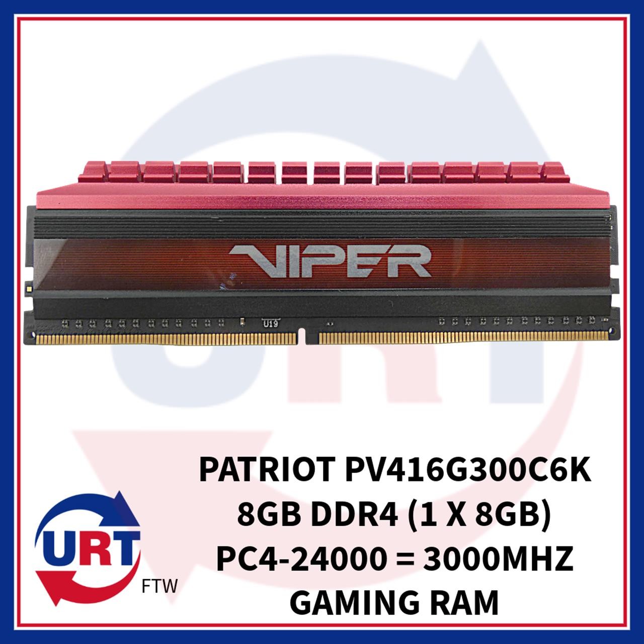 PATRIOT PV416G300C6K 8GB DDR4 (1 X 8GB) PC4-24000 = 3000MHZ GAMING RAM #163857#