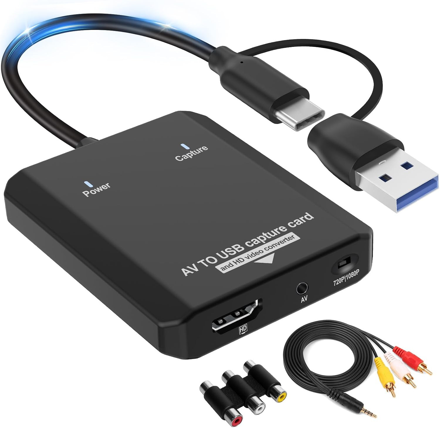 VHS to Digital – RCA to HDMI Converter, USB Video Capture Card for Hi8/VCR/DVD/A