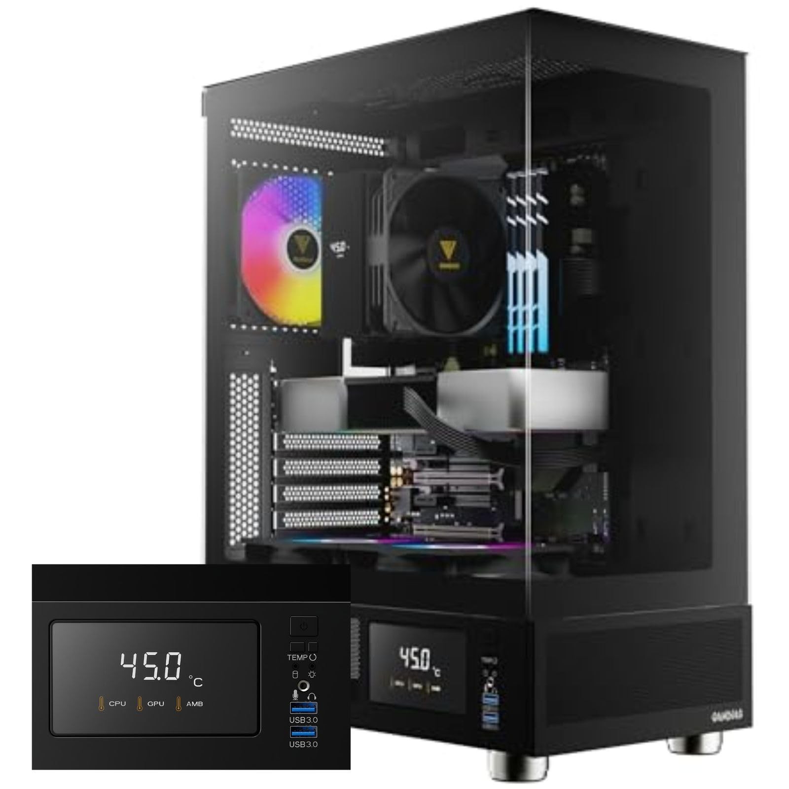 GAMDIAS ATX Mid Tower Computer Case with Tempered Glass, Gaming PC Case w/Tem…