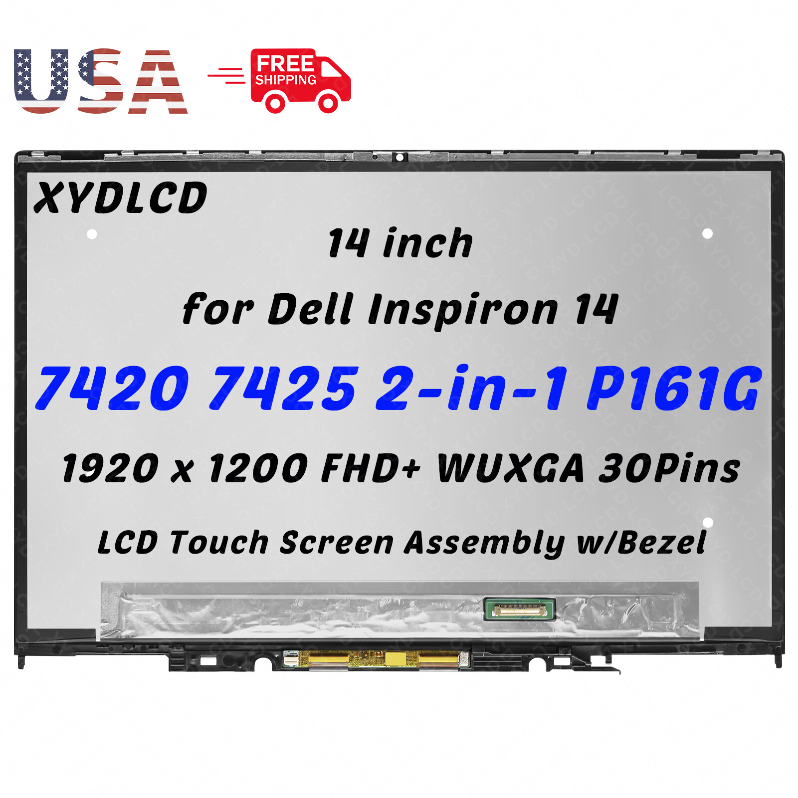 for Dell Inspiron 14 7425 2-in-1 10HJ3 0RWCF8 WUXGA LCD Touch Screen Assembly