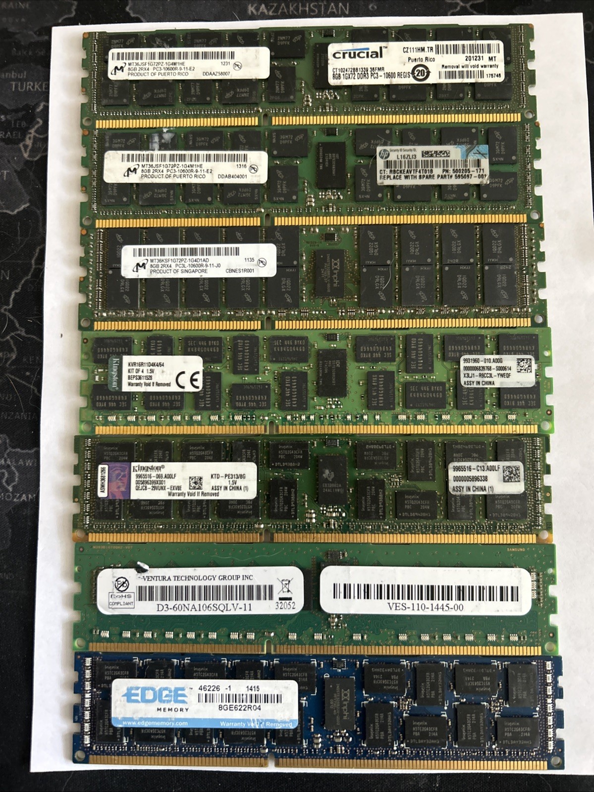 7x8GB PC3L-10600R DDR3-1333MHz DIMM ECC Server Memory RAM Mixed Compatible