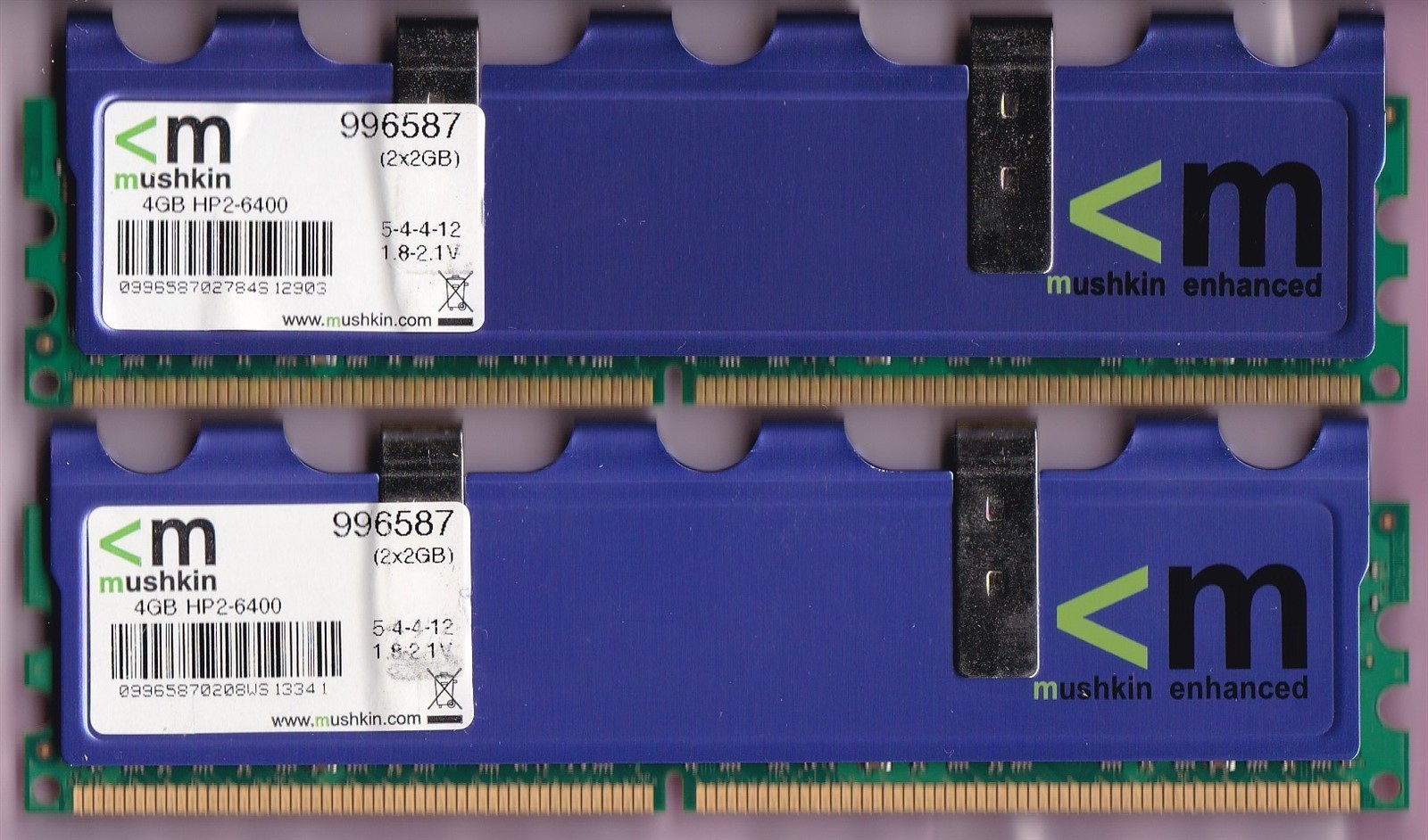 4GB 2x2GB MUSHKIN ENHANCED DDR2-800 996587 HP2-6400 PC2-6400 Ram Memory Kit DIMM