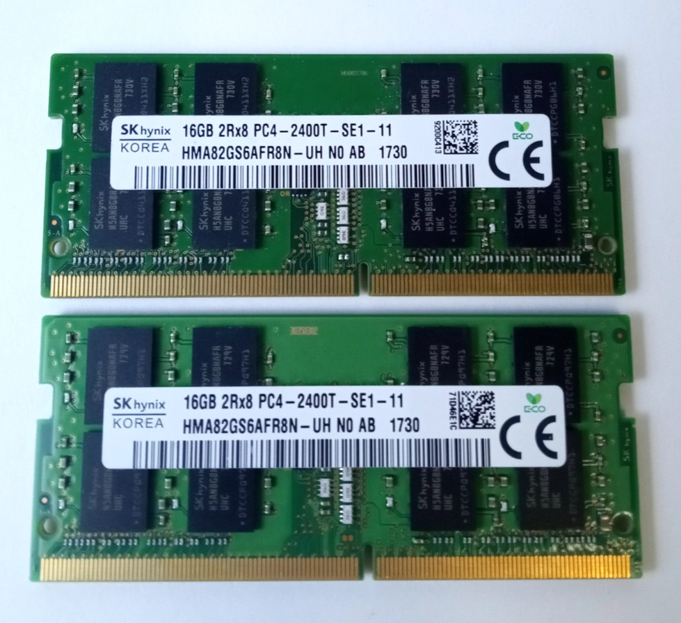 SK Hynix 32GB (2x16GB) 2Rx8 PC4-2400T-SE1-11 RAM SODIMM HMA82GS6AFR8N-UH