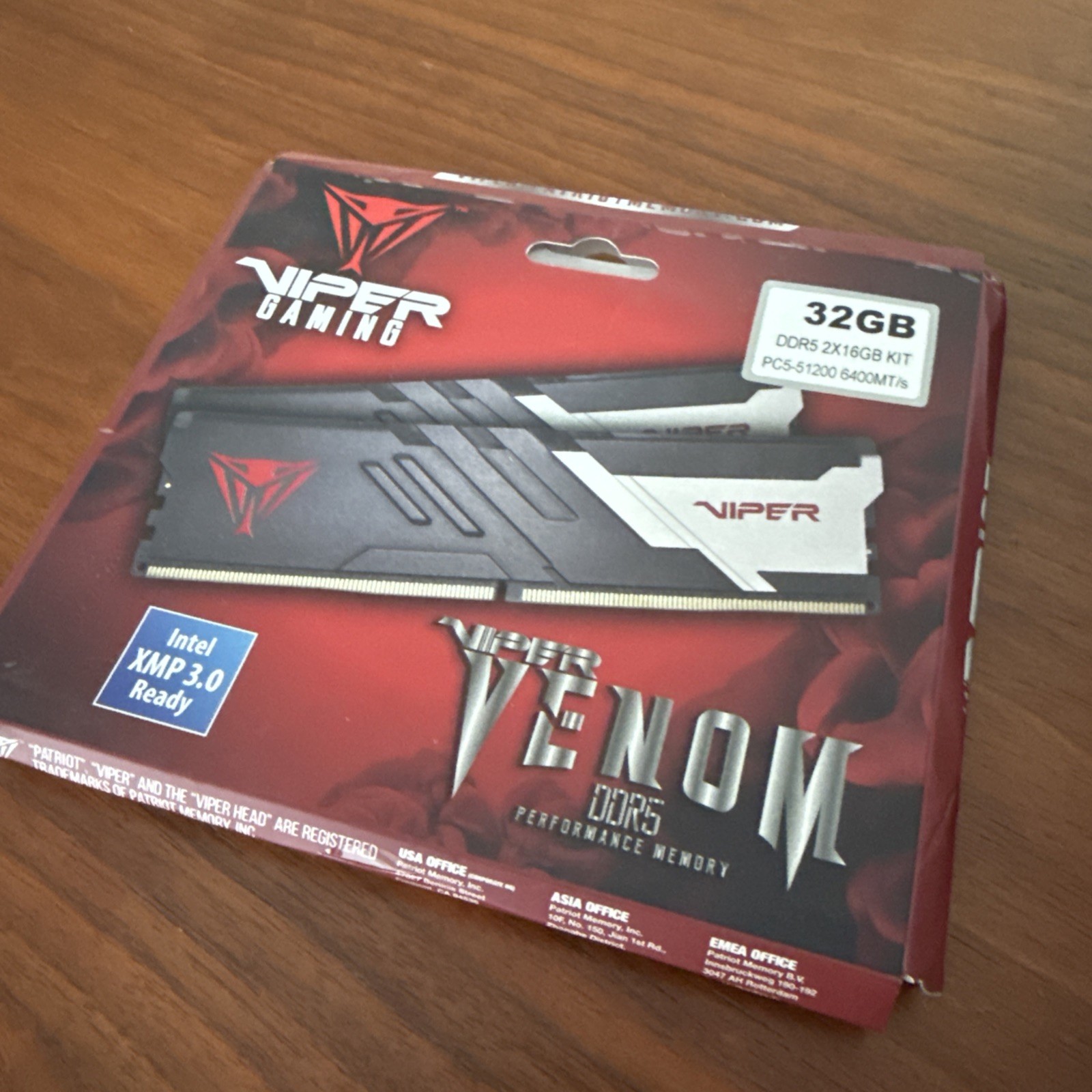 Patriot Memory Viper Venom 32GB (2 x 16GB) 288-Pin PC RAM DDR5 6400 (PC5 51200)